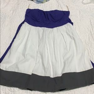 Three tone dress, purple white and gray